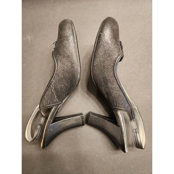 HIGHLIGHTS Glitter Embellished Slingback Pump Heels Womens 8 Charcoal Grey Black - Picture 9 of 12